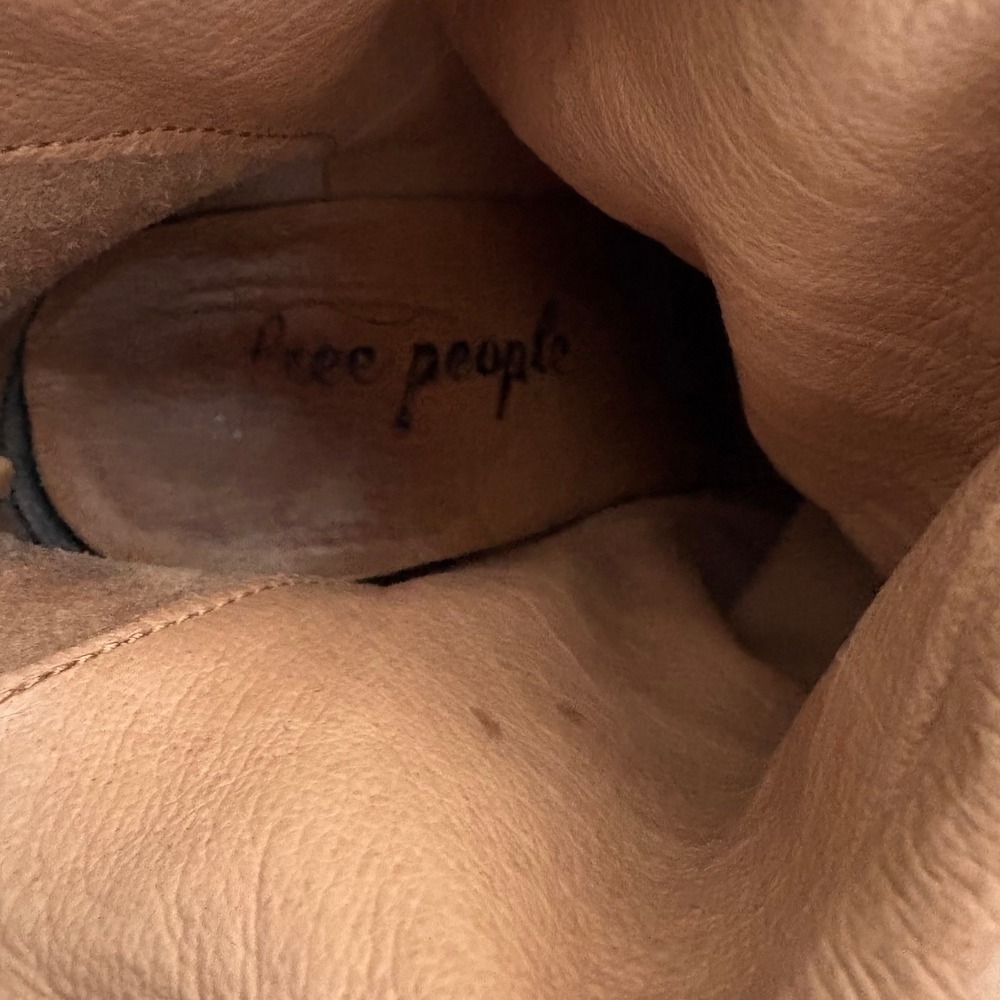 Free People Elle Block Heel Boot Slouchy Leather Back Zipper EU 39 US 8.5 Tan - Picture 10 of 11